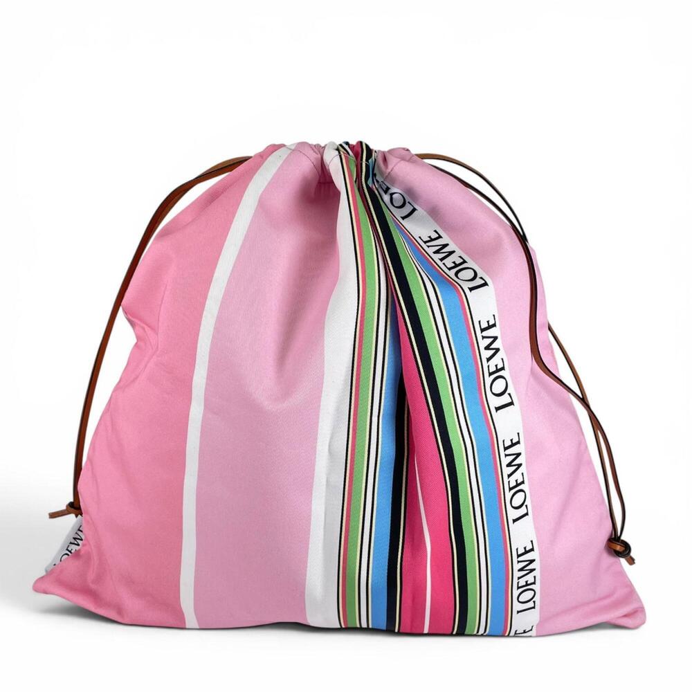 LOEWE 329.51.V83 Drawstring Pouch, Striped Pattern, Multicolor, Made in Portu...